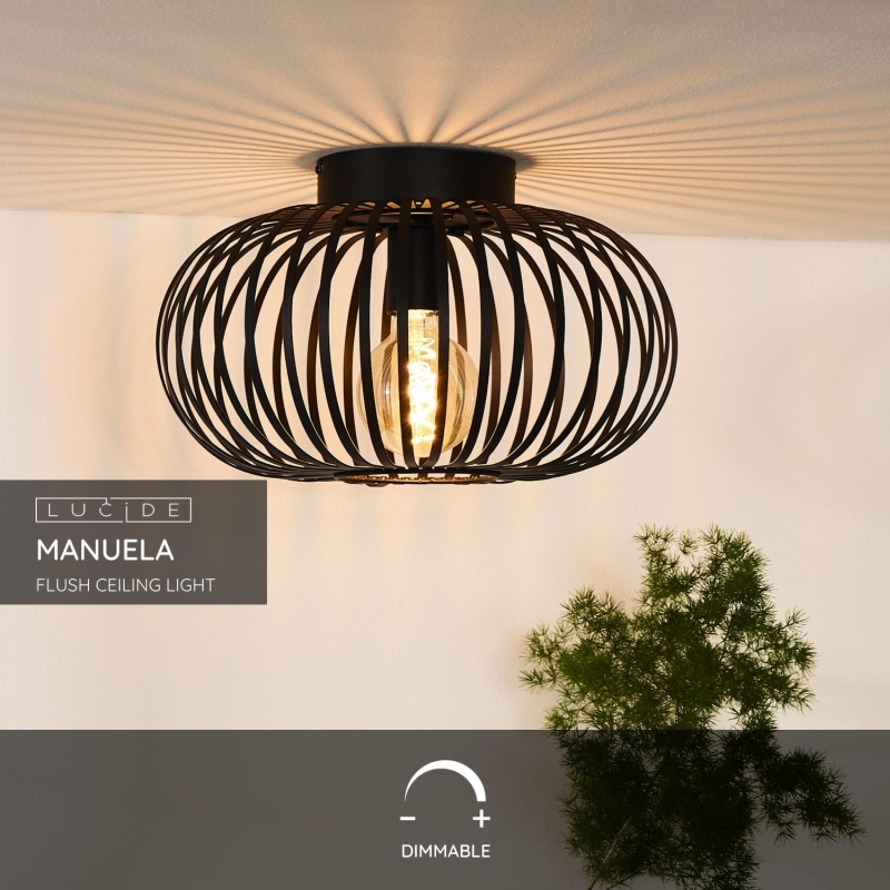 Lucide MANUELA - zapustené stropné svietidlo - Ø 39,5 cm - 1xE27 - čierne